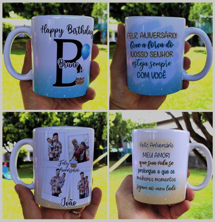 Arte Digital Caneca Aniversário Masculino - Png e Corel