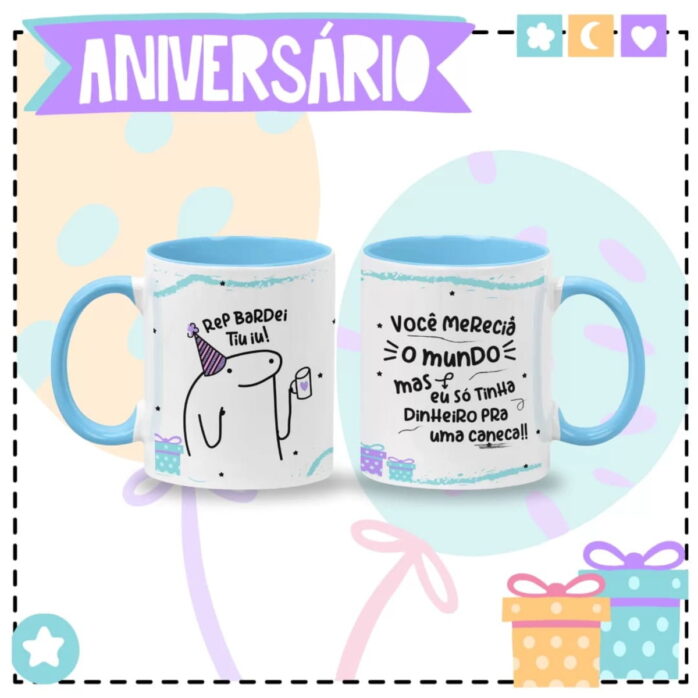 Arte Digital Caneca Aniversário Roxa Png