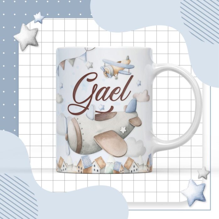 Arte Digital Caneca Avião Vintage
