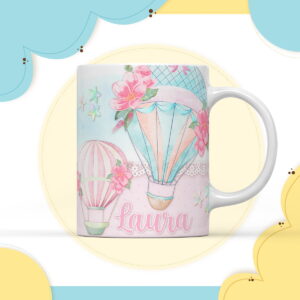 arte digital caneca balao de ar menina arquivo digital