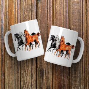 arte digital caneca cavalos