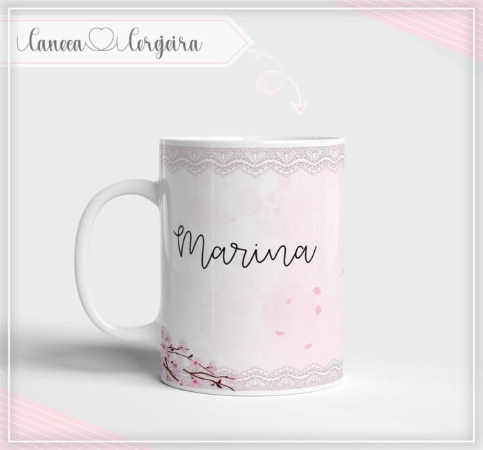 Arte Digital Caneca Floral Cerejeira