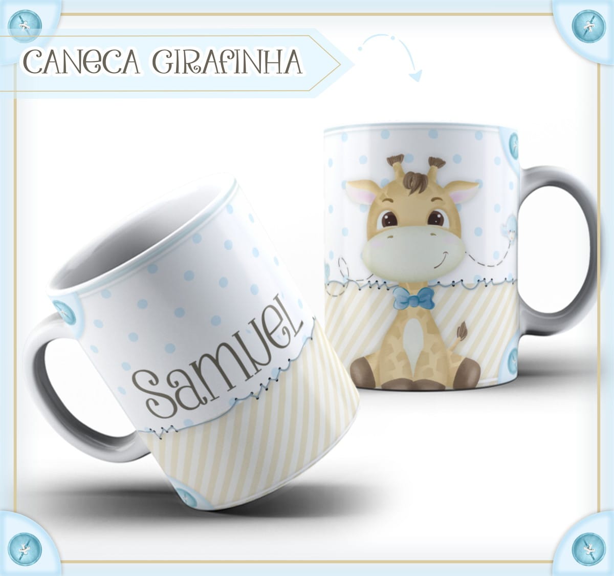 Arte Digital Caneca Girafinha Menino para Sublimação 1 Arte Digital Caneca Girafinha Menino para Sublimação