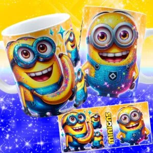 Arte Digital Caneca Minions Glitter - Png 3 Arte Digital Caneca Minions Glitter - Png