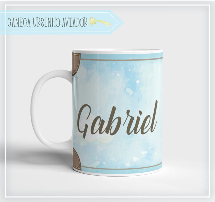 Arte Digital Caneca Ursinho Aviador Menino