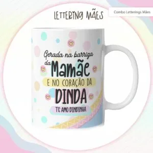 Arte Digital Lettering Caneca Mãe - Modelo 6 - Arq. Digital