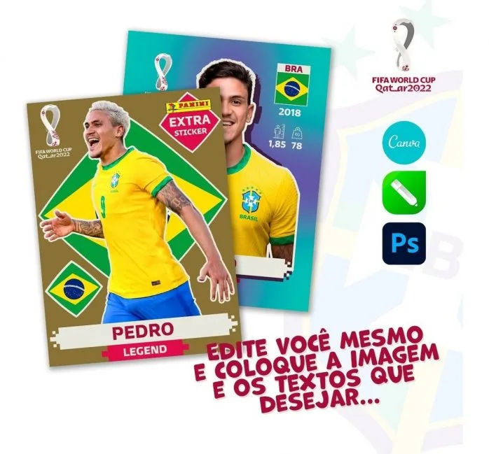 Arte Editável Figurinha Da Copa 2022 Canva Photoshop E Corel