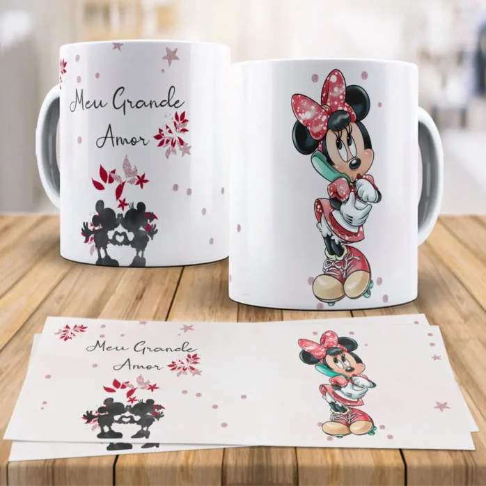 Arte Editável para Canecas Disney - Presente Romântico