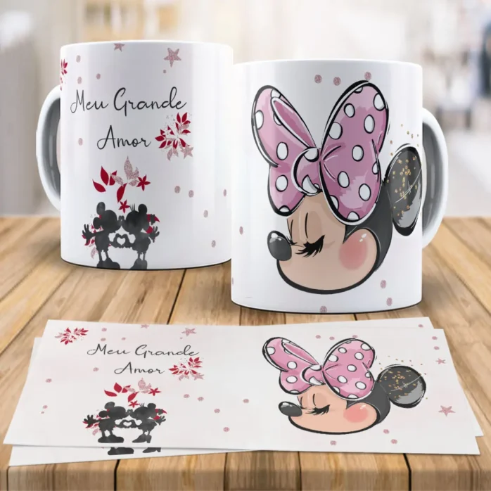 Arte Editável para Canecas Disney - Presente Romântico
