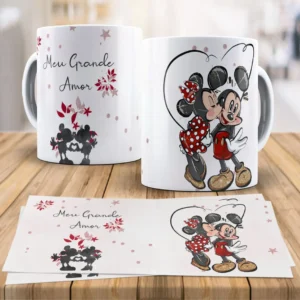 Arte Editável para Canecas Disney - Presente Romântico