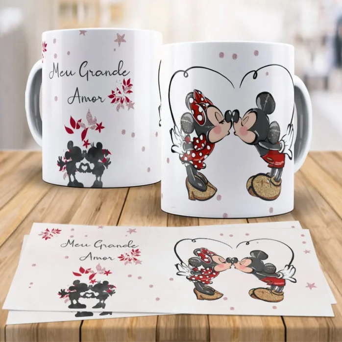 Arte Editável para Canecas Disney - Presente Romântico