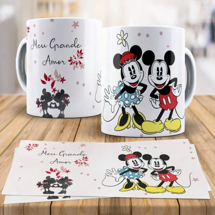 Arte Editável para Canecas Disney - Presente Romântico