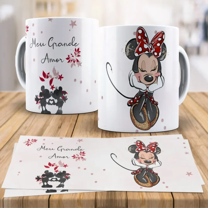 Arte Editável para Canecas Disney - Presente Romântico