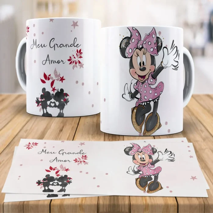 Arte Editável para Canecas Disney - Presente Romântico
