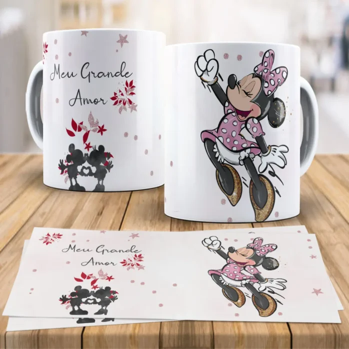 Arte Editável para Canecas Disney - Presente Romântico