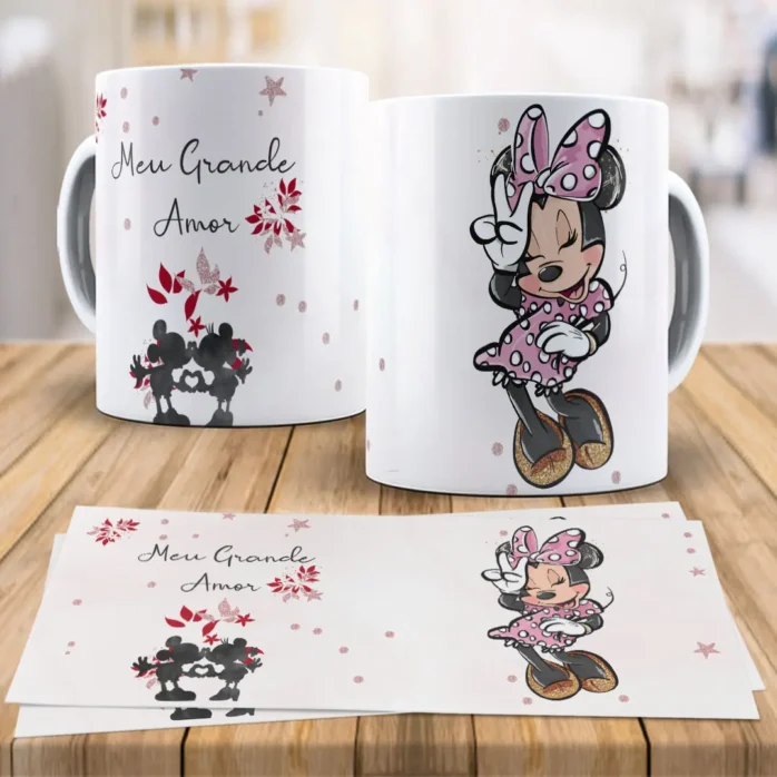 Arte Editável para Canecas Disney - Presente Romântico