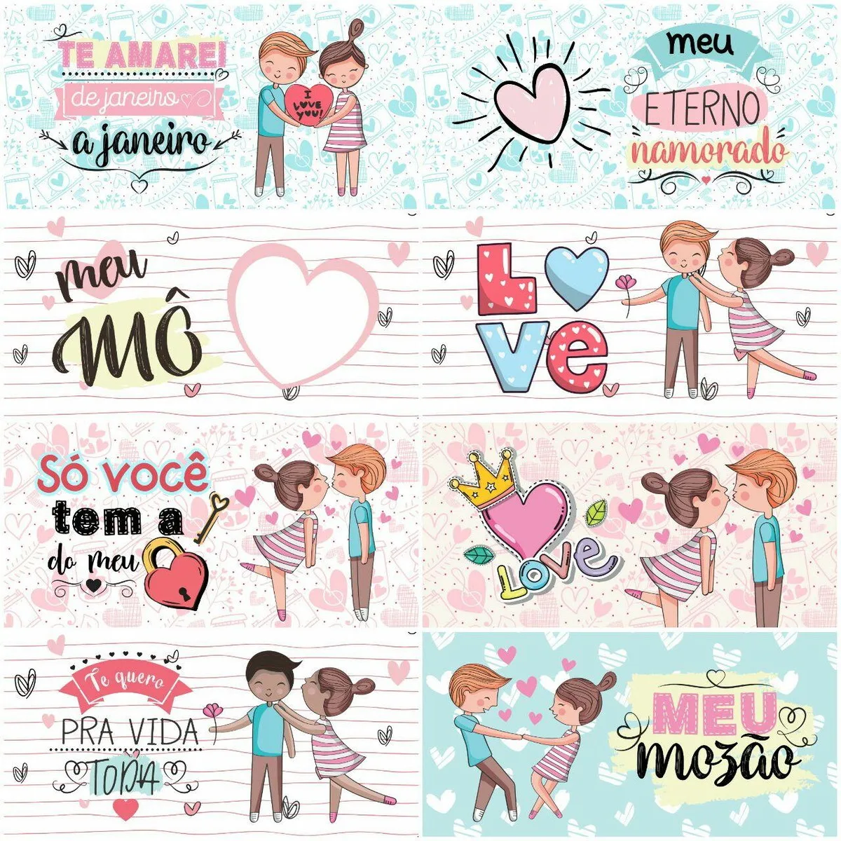 Kit Digital de Artes para Canecas Dia dos Namorados 1 Kit Digital de Artes para Canecas Dia dos Namorados