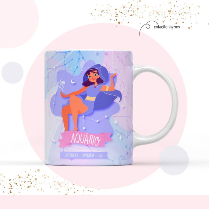 Arte para Sublimação Caneca Signo Aquário