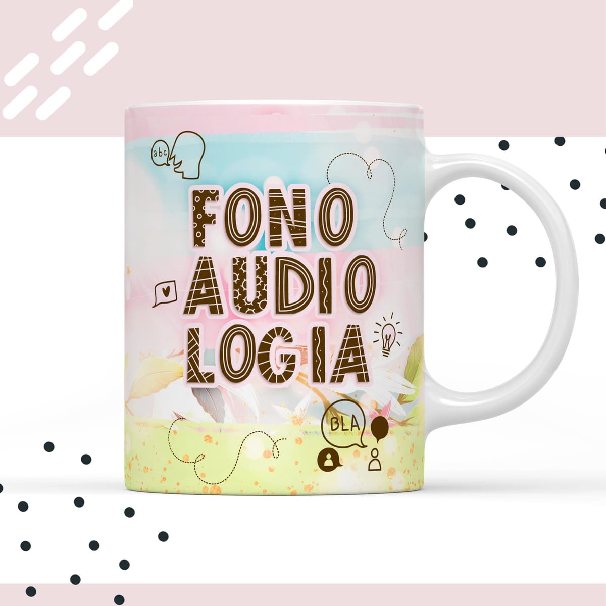 Arte para Xícara Fonoaudiologia Sublimação Digital 1 Arte para Xícara Fonoaudiologia Sublimação Digital