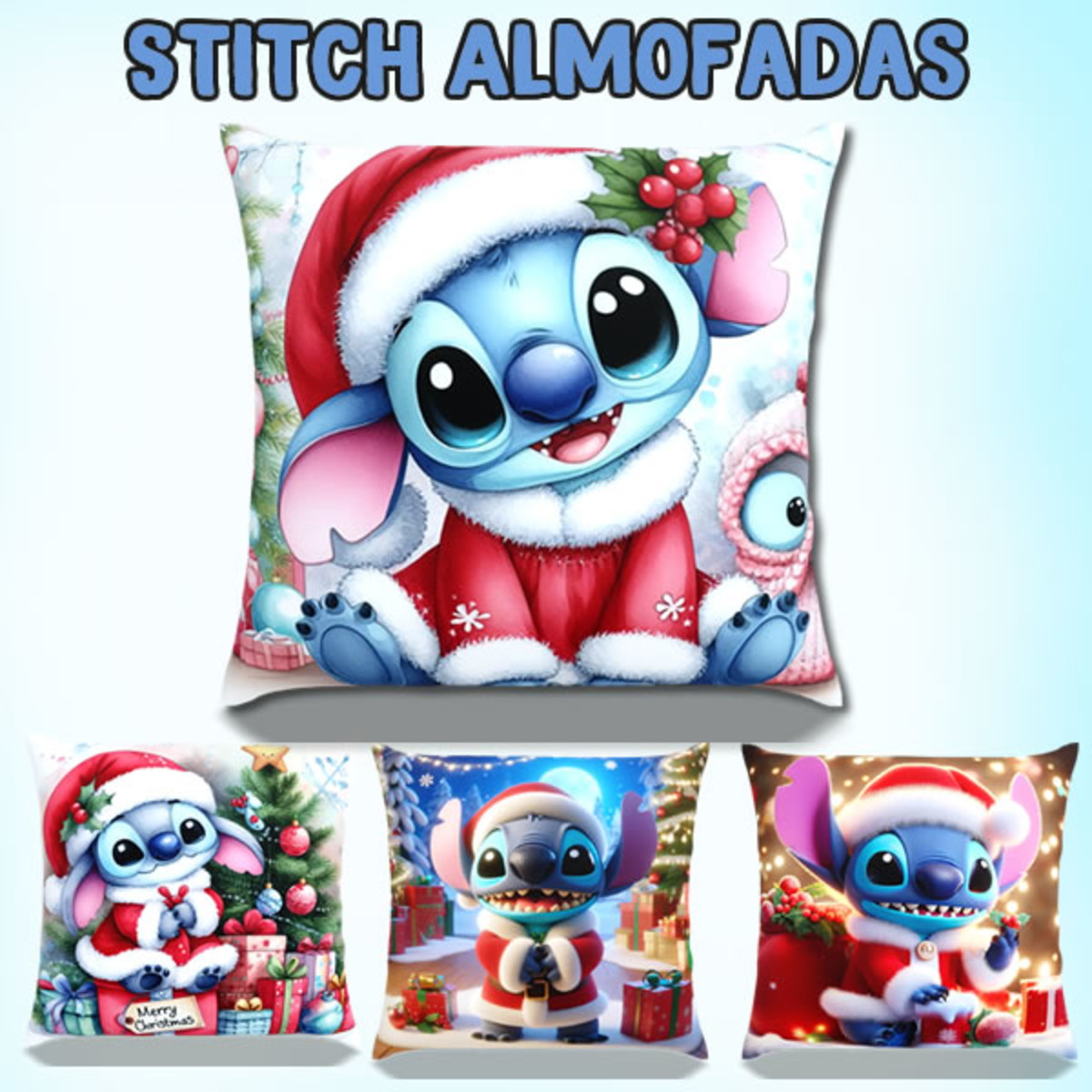 Arquivo Digital Stitch Natal para Sublimação de Almofada 1 Arquivo Digital Stitch Natal para Sublimação de Almofada
