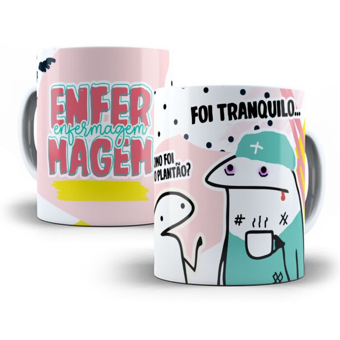 Arte Sublimação Caneca Enfermagem Flork Profissões Jpg