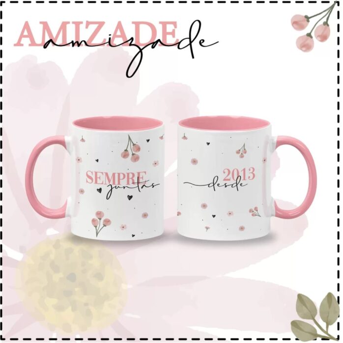Artes Caneca Amizade Rosa Sublimação Best Friends