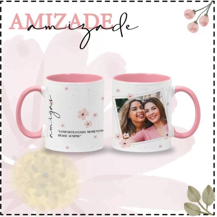 Artes Caneca Amizade Rosa Sublimação Best Friends