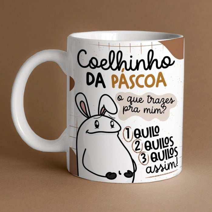 Artes Caneca Flork Páscoa Frases Divertidas Sublimação Png