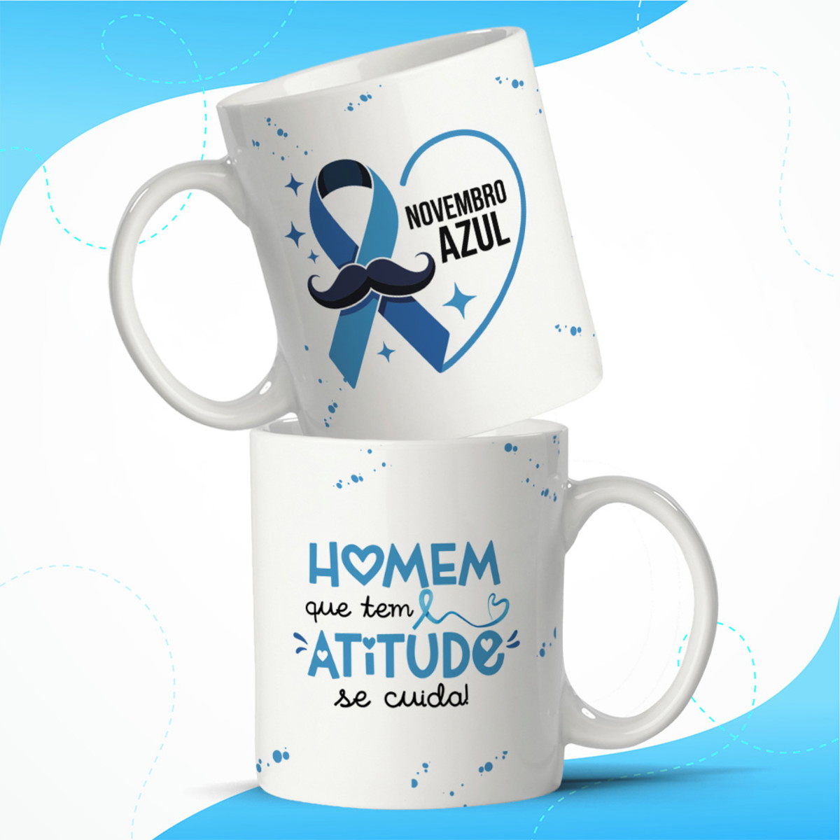 Kit 10 Artes para Caneca Novembro Azul Arquivo Digital 2 Kit 10 Artes para Caneca Novembro Azul Arquivo Digital - Imagem 2
