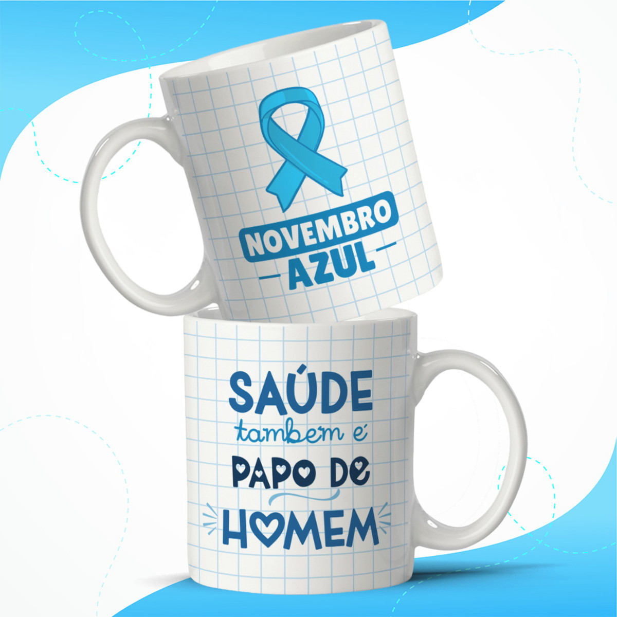 Kit 10 Artes para Caneca Novembro Azul Arquivo Digital 3 Kit 10 Artes para Caneca Novembro Azul Arquivo Digital - Imagem 3