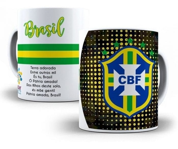 Artes Caneca Seleção Brasileira Copa Mundo Catar 2022 Vetor