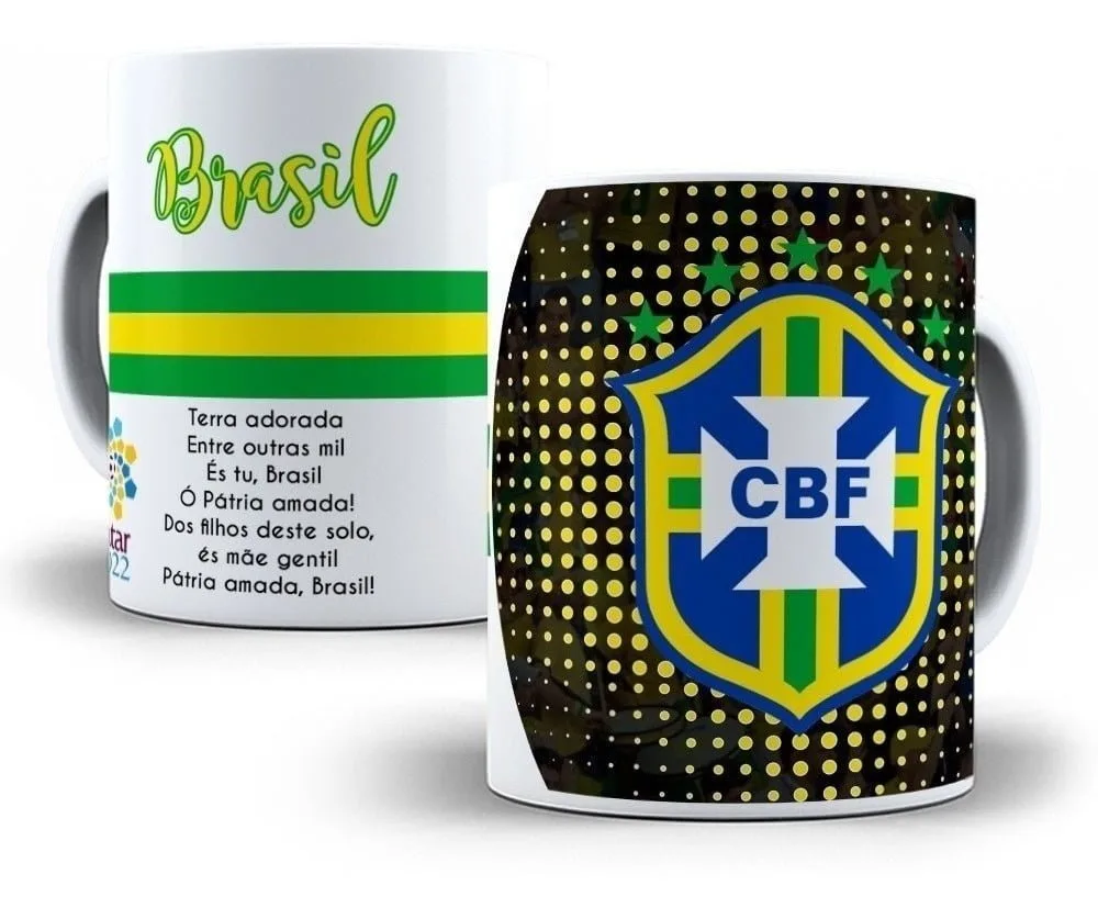 Artes Caneca Seleção Brasileira Copa Mundo Catar 2022 Vetor