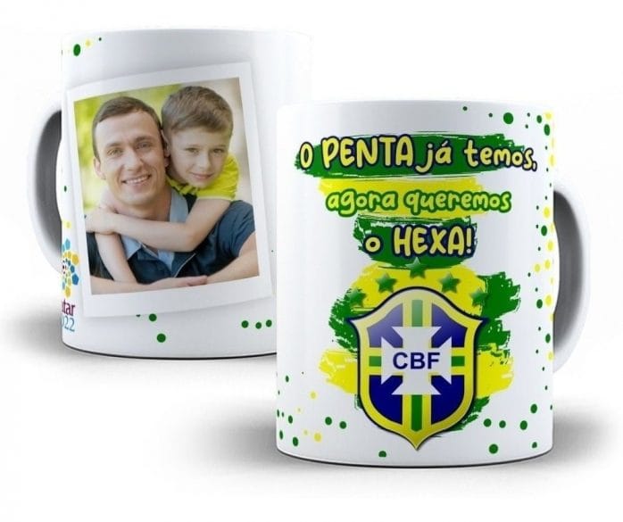 Artes Caneca Seleção Brasileira Copa Mundo Catar 2022 Vetor