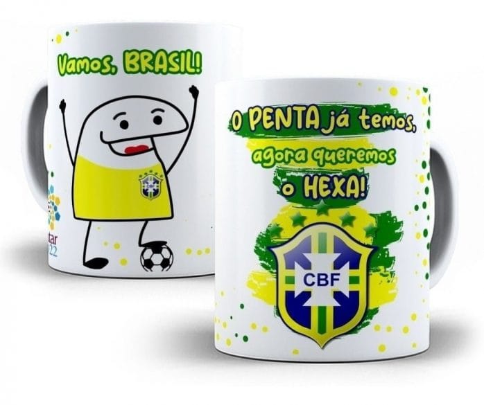 Artes Caneca Seleção Brasileira Copa Mundo Catar 2022 Vetor