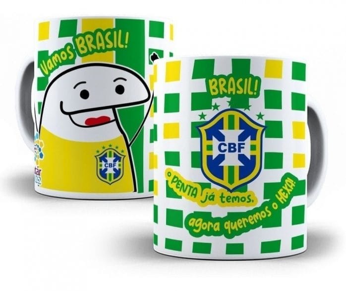 Artes Caneca Seleção Brasileira Copa Mundo Catar 2022 Vetor