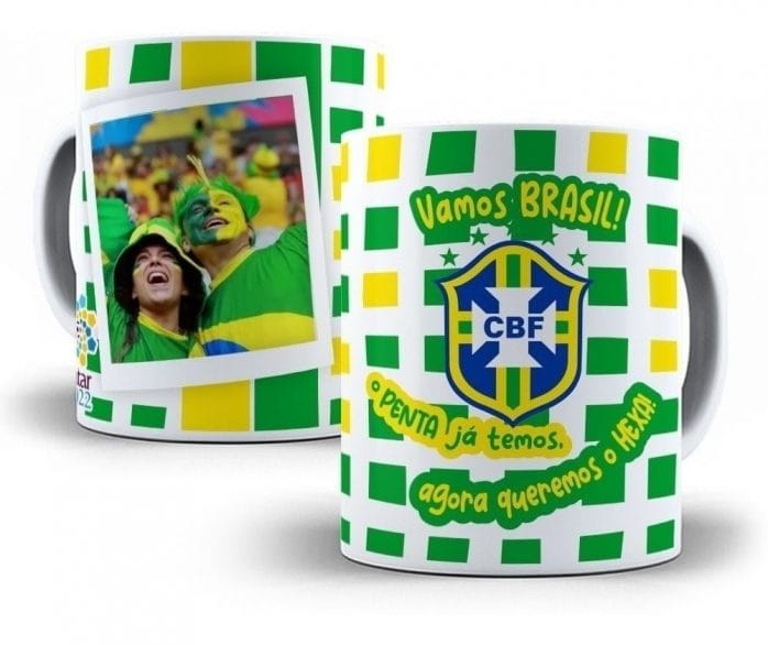 Artes Caneca Seleção Brasileira Copa Mundo Catar 2022 Vetor
