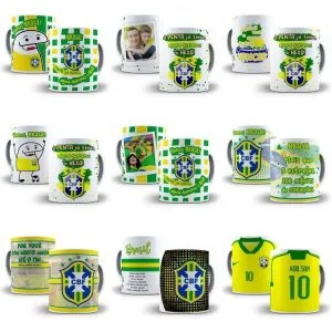 Artes Caneca Seleção Brasileira Copa Mundo Catar 2022 Vetor