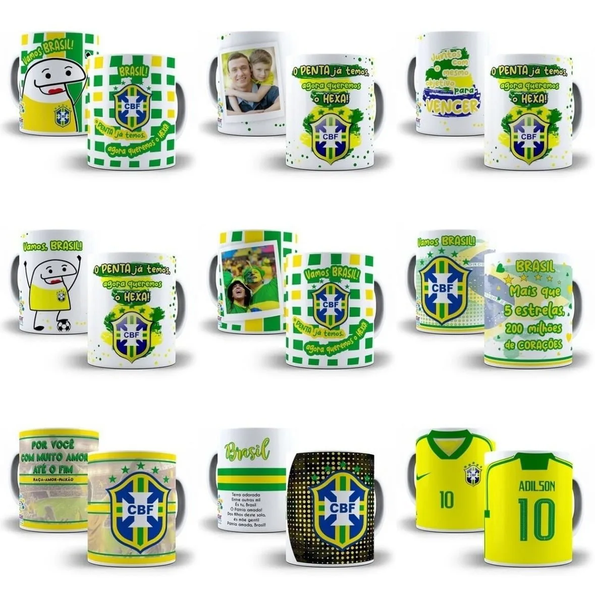 Artes Caneca Seleção Brasileira Copa Mundo Catar 2022 Vetor