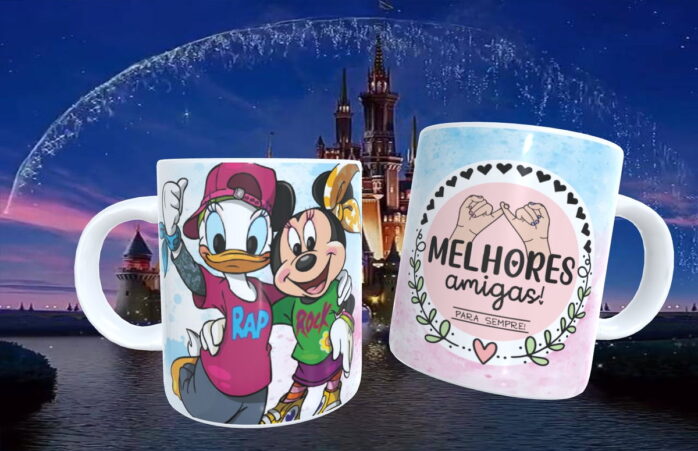 Artes Canecas Amizade Disney - Png, pdf e Corel