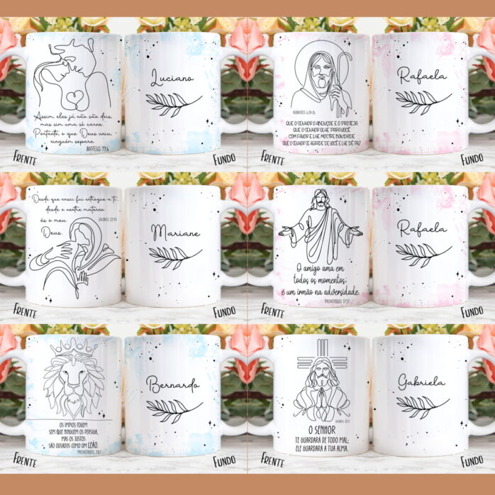 Artes Canecas Bíblicas em Linhas - Png
