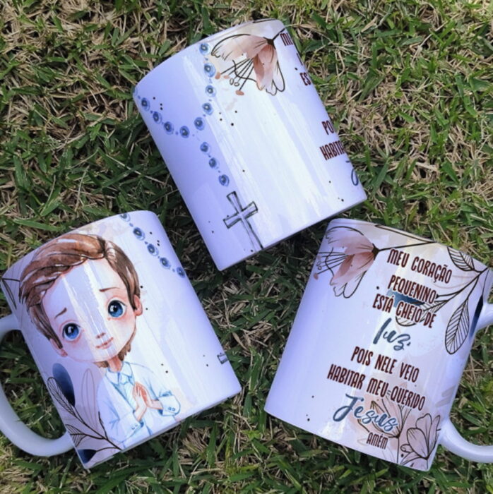 Artes Canecas Eucaristia Menina e Menino