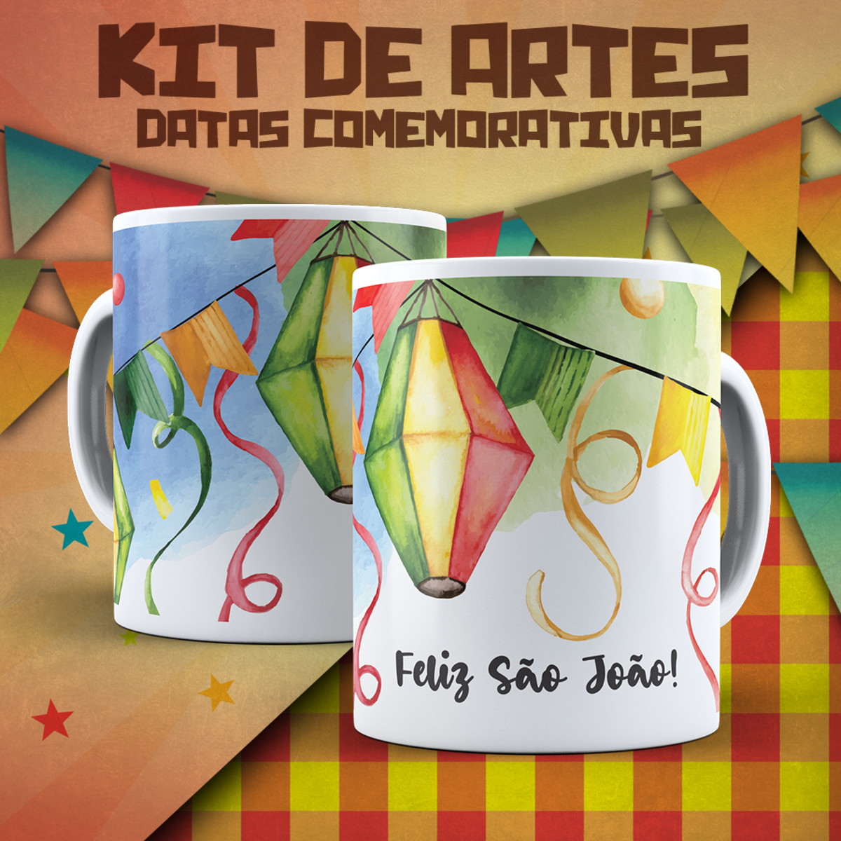Artes Digitais Festa Junina para Canecas em Aquarela 1 Artes Digitais Festa Junina para Canecas em Aquarela