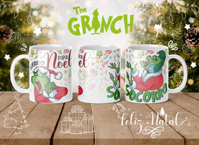 Artes Canecas Grinch Natal - Png