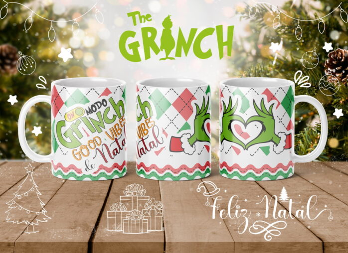 Artes Canecas Grinch Natal - Png