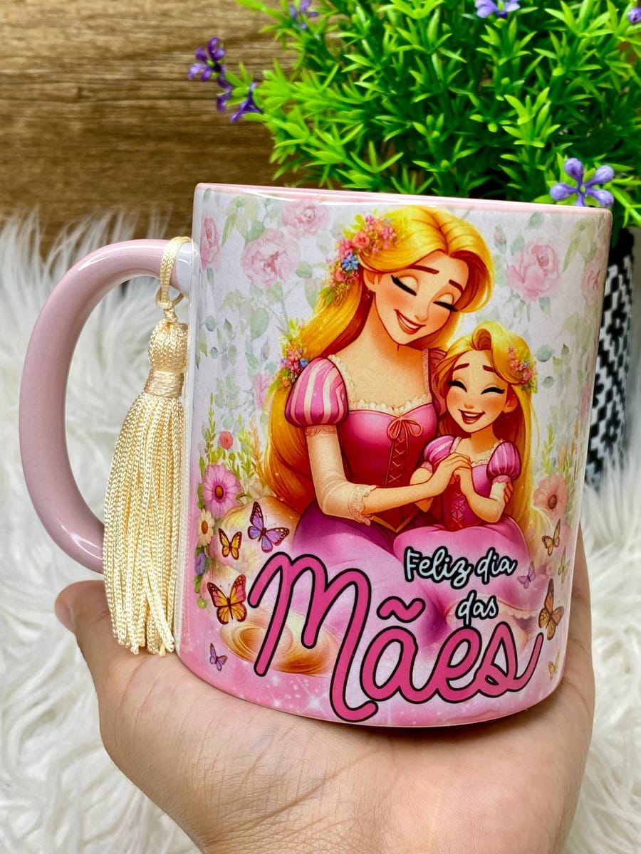 Artes Digitais Caneca Dia das Mães com Princesas 4 Artes Digitais Caneca Dia das Mães com Princesas - Imagem 4