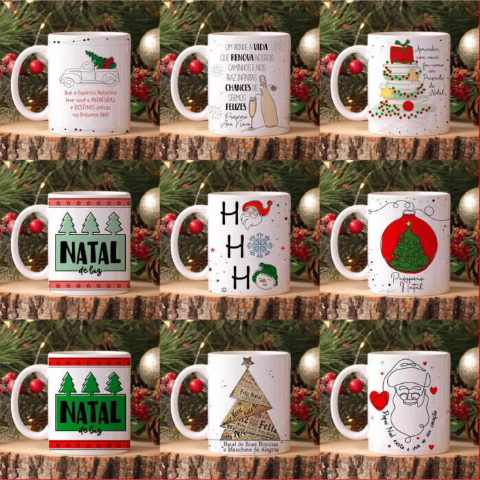Artes Canecas Natal em Linhas - Png