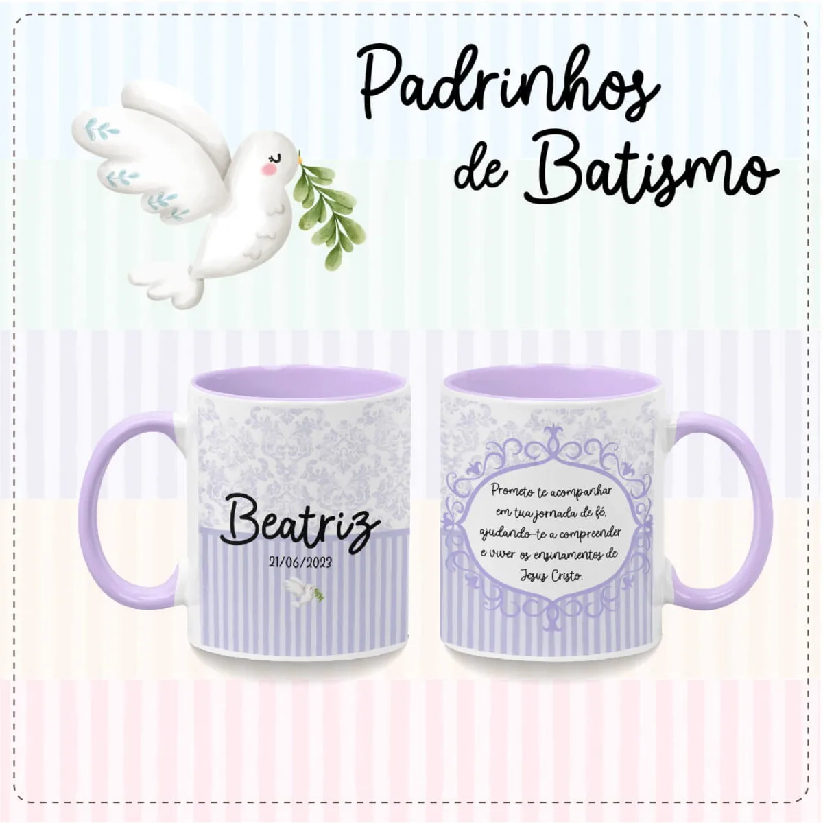 Artes Canecas Padrinhos de Batismo - Png