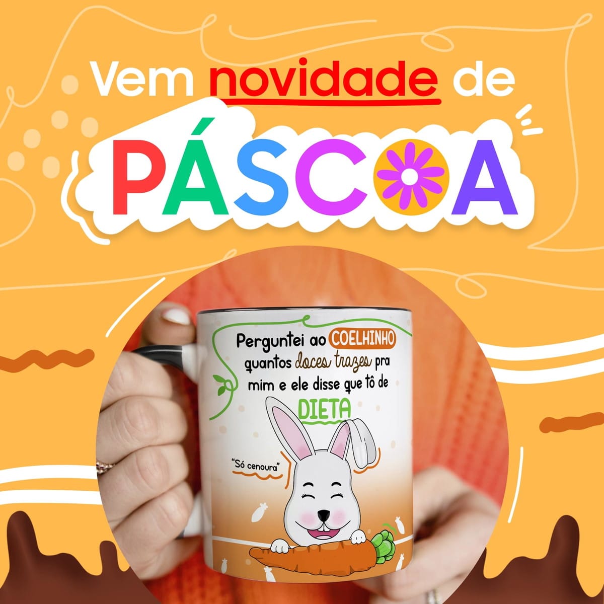 Kit Artes Canecas Páscoa Flork para Sublimação 2 Kit Artes Canecas Páscoa Flork para Sublimação - Imagem 2