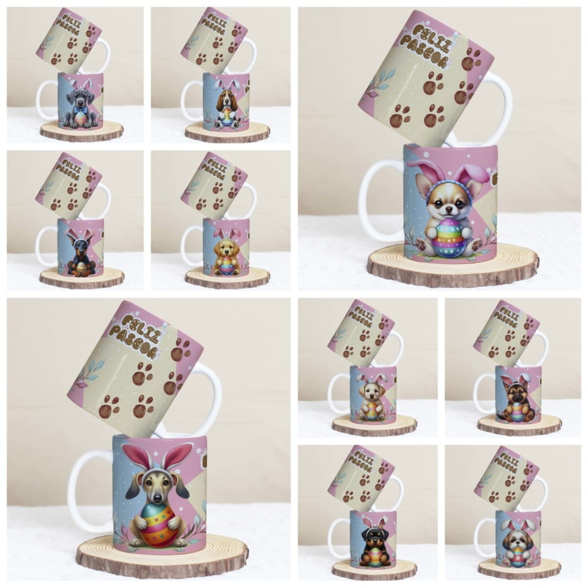 30 Artes Caneca Páscoa Pets para Sublimação 1 30 Artes Caneca Páscoa Pets para Sublimação