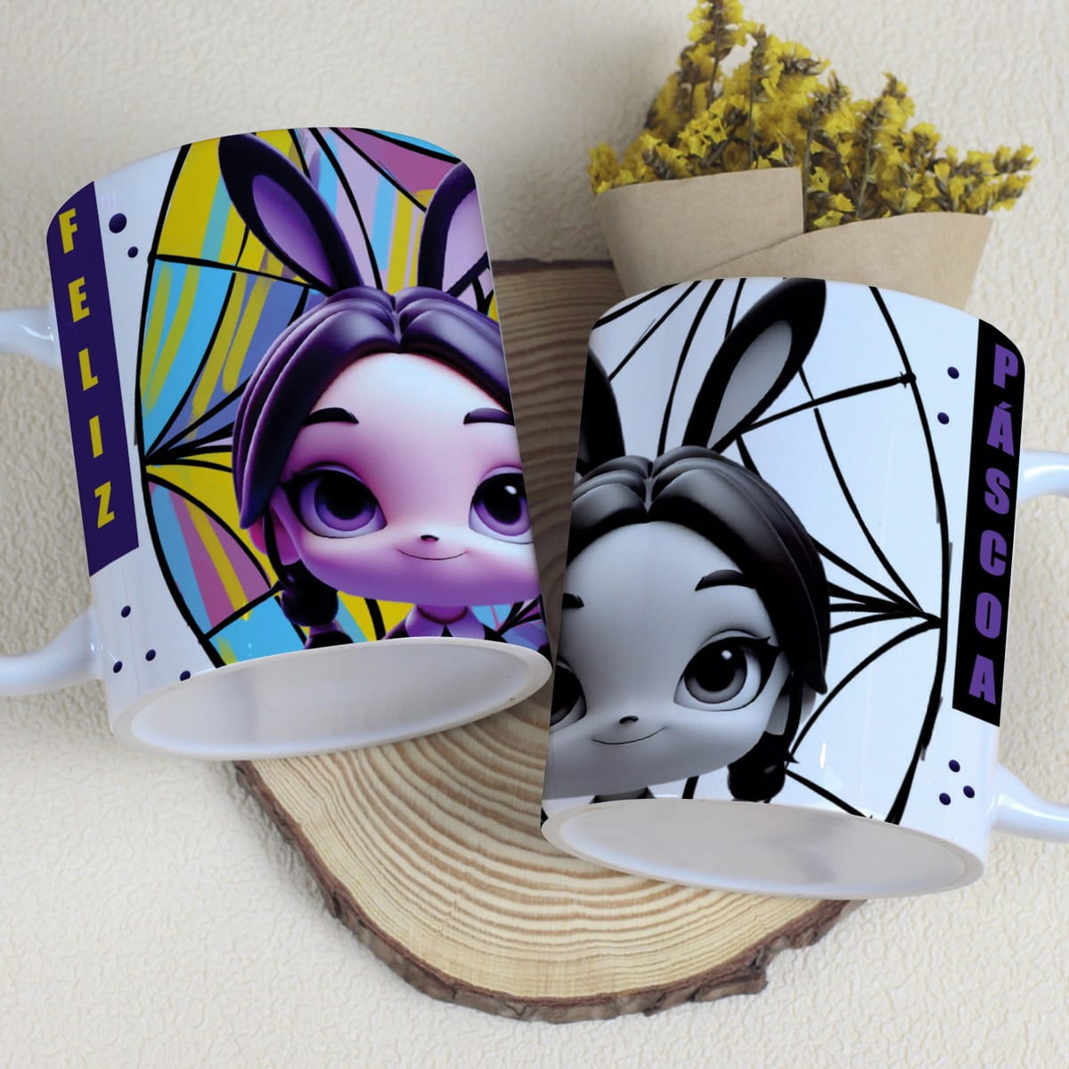 Kit Artes Caneca Páscoa Wandinha Arquivo Digital 1 Kit Artes Caneca Páscoa Wandinha Arquivo Digital